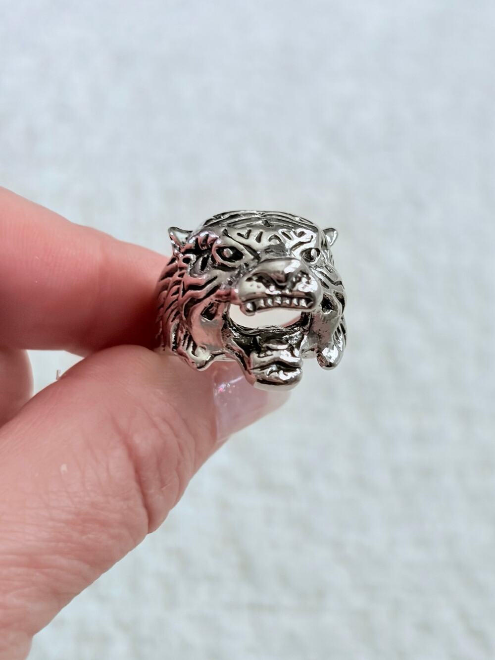 Silver Plated Tiger Ring